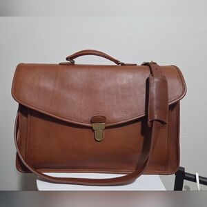 Vintage Coach Leather British Tan Morgan Briefcase Crossbody